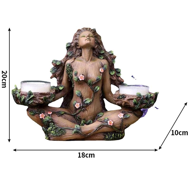 Смола Защитник Леса Баланс Природы Подсвечник Богиня Женская Подсвечник Орнамент Фигурка Статуэтка Домашний Декор Подарок