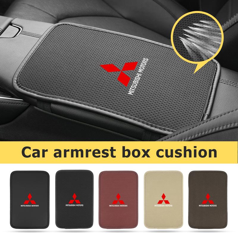Car Armrest Box Pad Leather/Ice silk Cushion Protector Elbow Support Accessories For Mitsubishi Outlander Lancer Cross Colt RP4