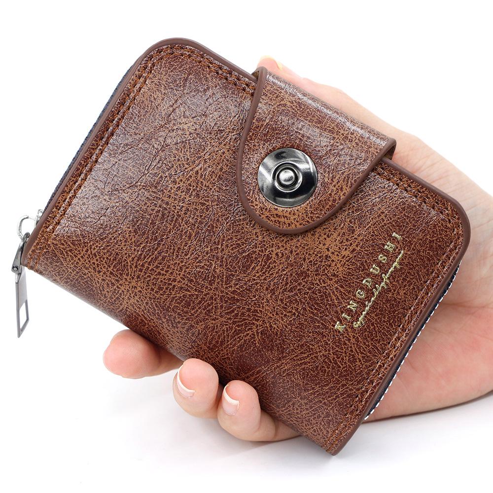 Мужской ретро кожаный картхолдер с магнитной застежкой - Большая вместимость, дизайн аккордеон для карт, ID и монет