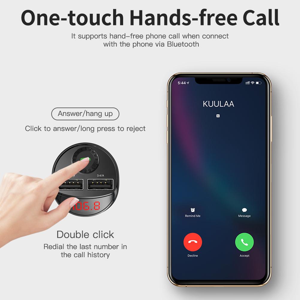 Car Audio MP3 Player Bluetooth-Compatible 4.2 3.4A Car Wireless FM Transmitter Audio MP3 Player LCD Digital Display Quick Charge