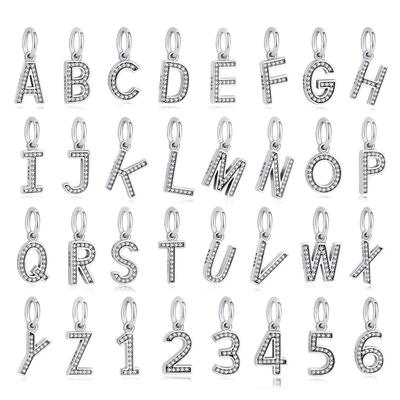 Оригинальные подвески для женщин AZ буквы 0-9 цифры бусины подвески подходят Pan Brand браслеты ожерелья ювелирные изделия