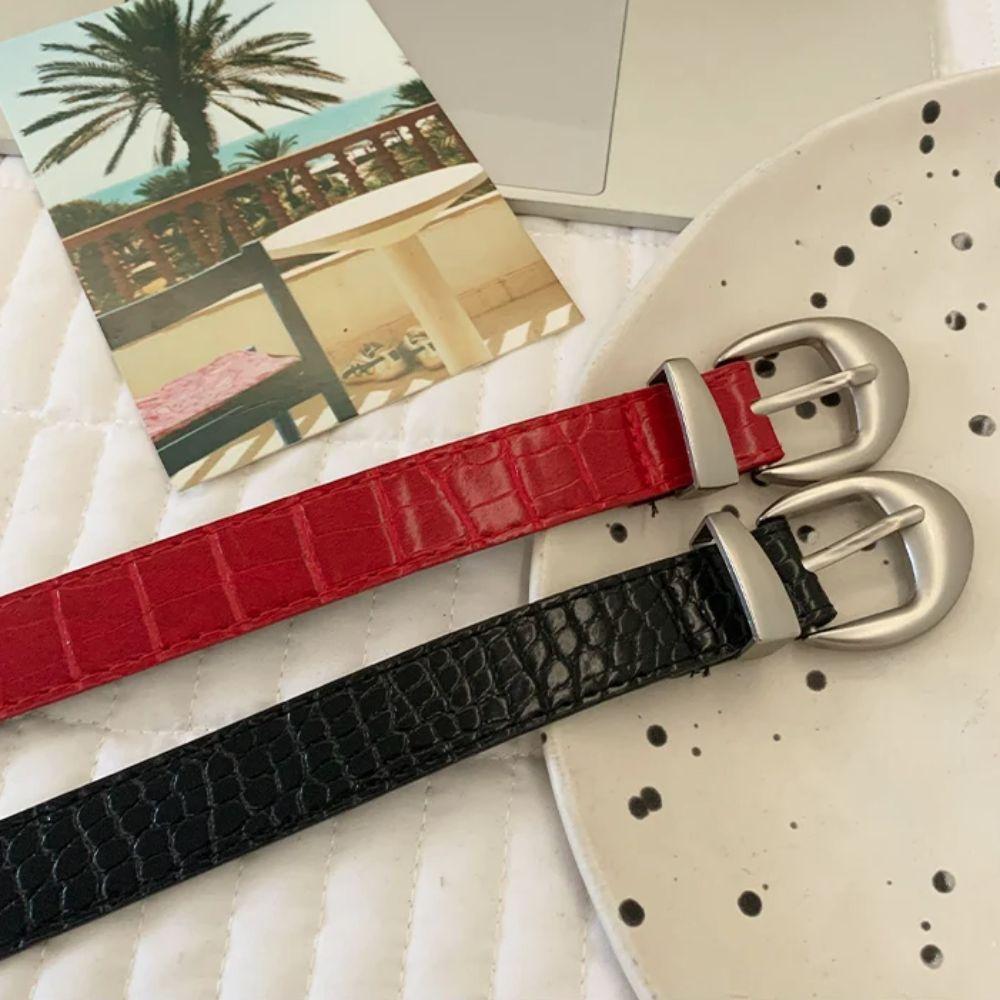 PU Leather Women's Belt Y2k Dress Jeans Belt Fashionable Thin Waist Belt For Girls