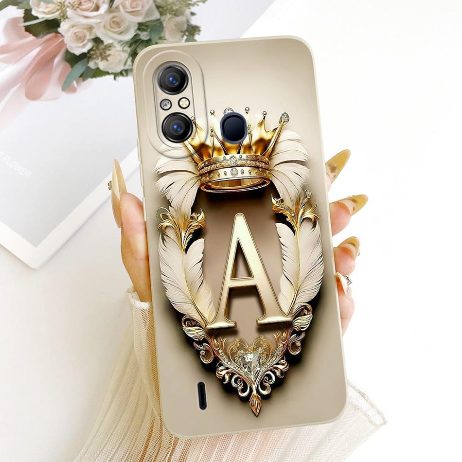 Для Itel A49 A58 Pro A661L Чехол для телефона 'Перо Короны' с инициалами Для ItelA49 ItelA58 Ударопрочные Мягкие Силиконовые Чехлы-Бамперы