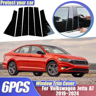 Для VW Volkswagen Jetta A7 Аксессуары GLI ~2024 6 шт. Накладки на оконные стойки Стойки B C Центральная стойка Наклейки Аксессуары