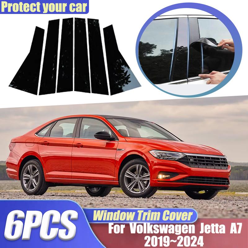 Для VW Volkswagen Jetta A7 Аксессуары GLI ~2024 6 шт. Накладки на оконные стойки Стойки B C Центральная стойка Наклейки Аксессуары