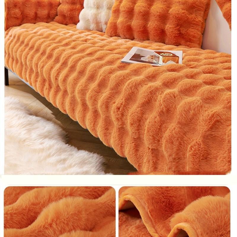 Плюшевый чехол для дивана для гостиной, теплое зимнее полотенце для дивана, универсальный нескользящий коврик для дивана, одеяло для дивана, подушка для дивана, утолщенная подушка с кроликом