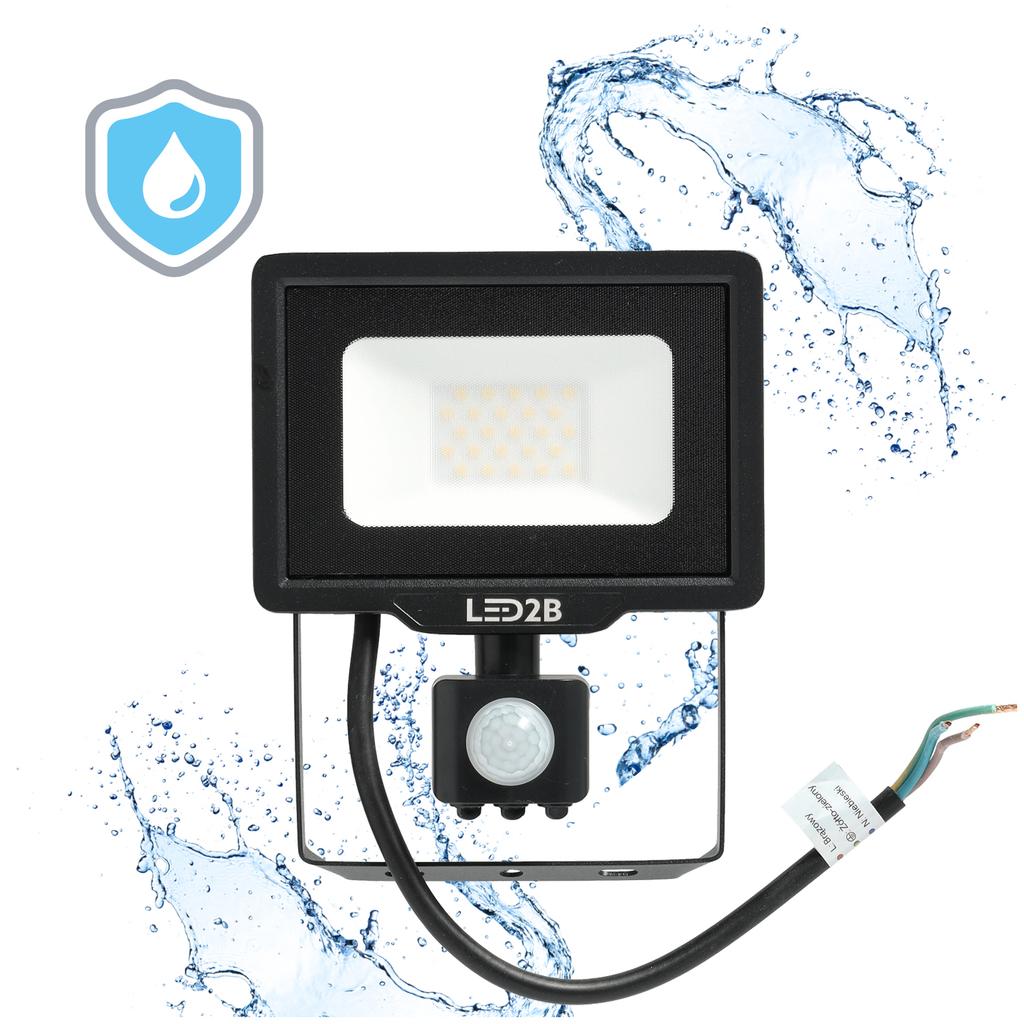 LED floodlight 20W 4000K IP65 black with motion sensor