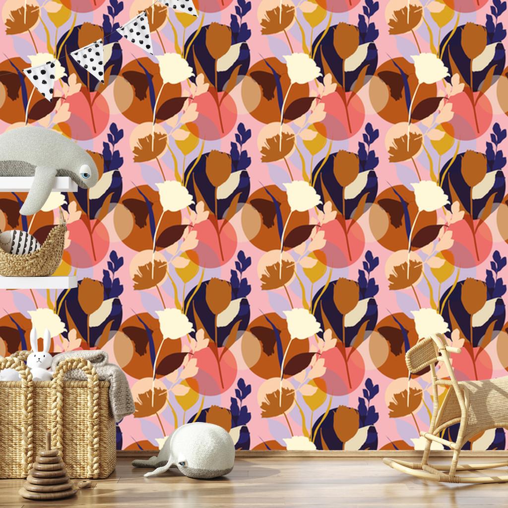 Wallpaper Fashionable colorful flowers for living room and bedroom 50x1000