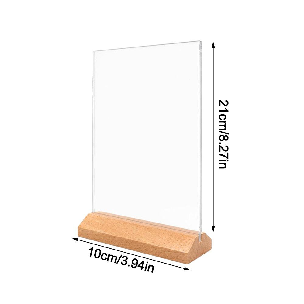 Table Top Acrylic Sign Holder Wood Base Table Top Display Stand Restaurant Menu Display