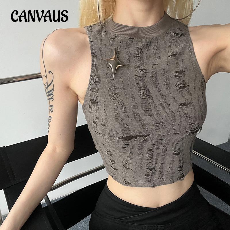 Women's Summer New Solid Colour Street Fashion Sleeveless Frosted Neckless Tank Top