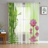 Цветы лотоса и бамбуковые прозрачные шторы для окна гостиной, прозрачная вуаль, тюлевая занавеска, шторы для спальни, домашний декор
