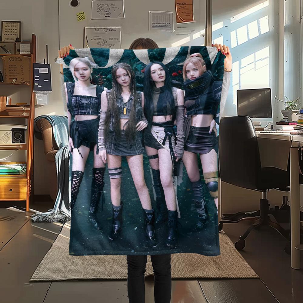 1 шт. Фланелевое одеяло с принтом BLACKPINK, Высокое качество, Для всех сезонов, Декор для дома, Тепло и уют, Идеально для рождественских подарков