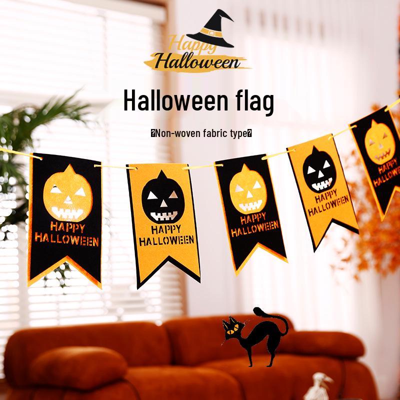 Halloween Pumpkin Lantern Hanging Flag Ornament for Bar or Door Decor Scene Props
