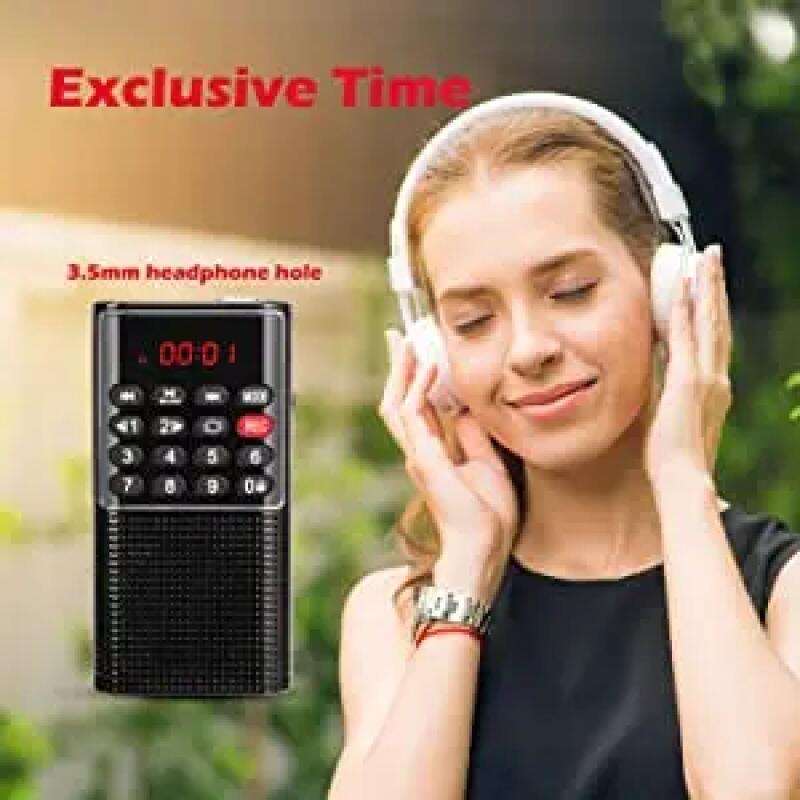 Мини-портативное карманное FM-радио, ручной MP3 Walkman с диктофоном, перезаряжаемая батарея 500 мАч для пеших прогулок, ходьбы, кемпинга