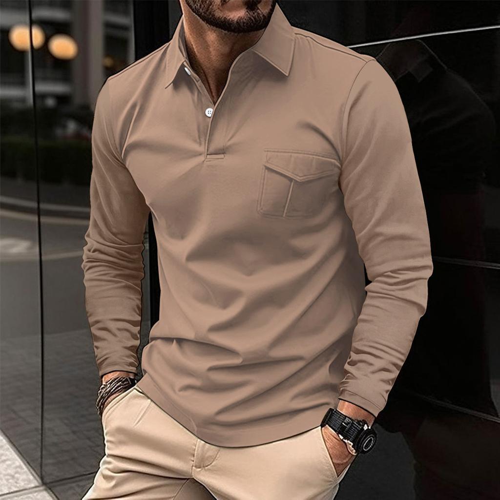 Spring and Autumn New Men's Long-sleeved Polo Shirt Casual Lapel Sports Polo Shirt