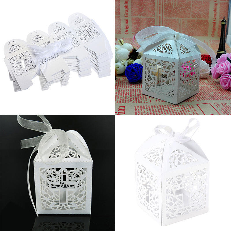 10/50/100 шт. Подарочные коробки для конфет в форме креста на свадьбу с лентой