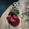 Genuine Leather Lucky Gourd Keychain Bag Charm, Handmade Car Accessory Gift for Women Men