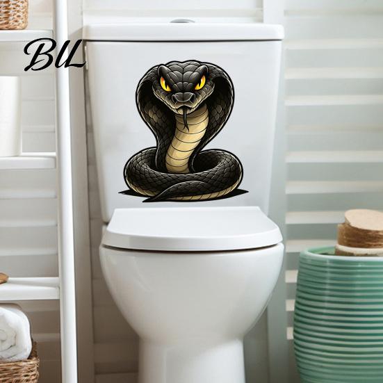 Peel Stick Snake Graphics Funny Toilet Lid Decal, Cartoon Sticker, Waterproof Gift for Friends Wall Art Decor Bathroom, Restroom, Fridge, Home