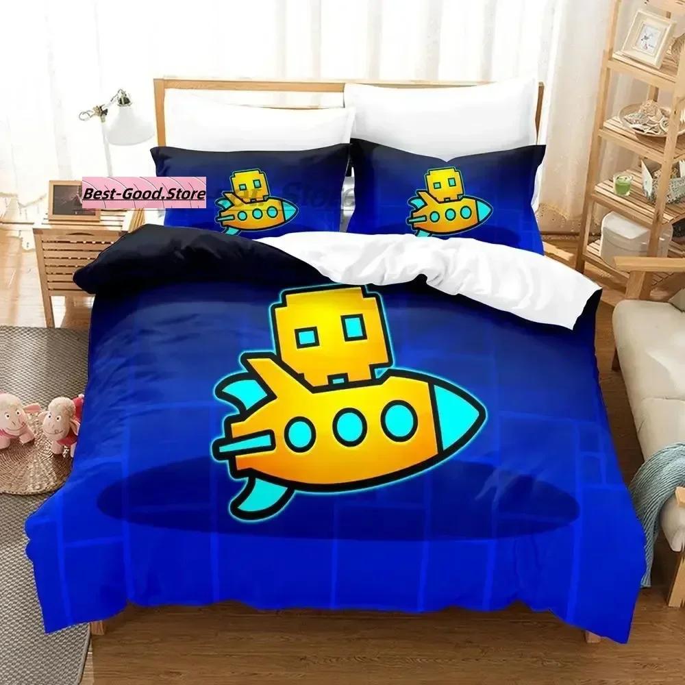 Комплект постельного белья Angry Geometry Dash Single Twin Full Queen King Size Комплект постельного белья Aldult Kid Bedroom Duvetcover Sets 3D Print Kawaii