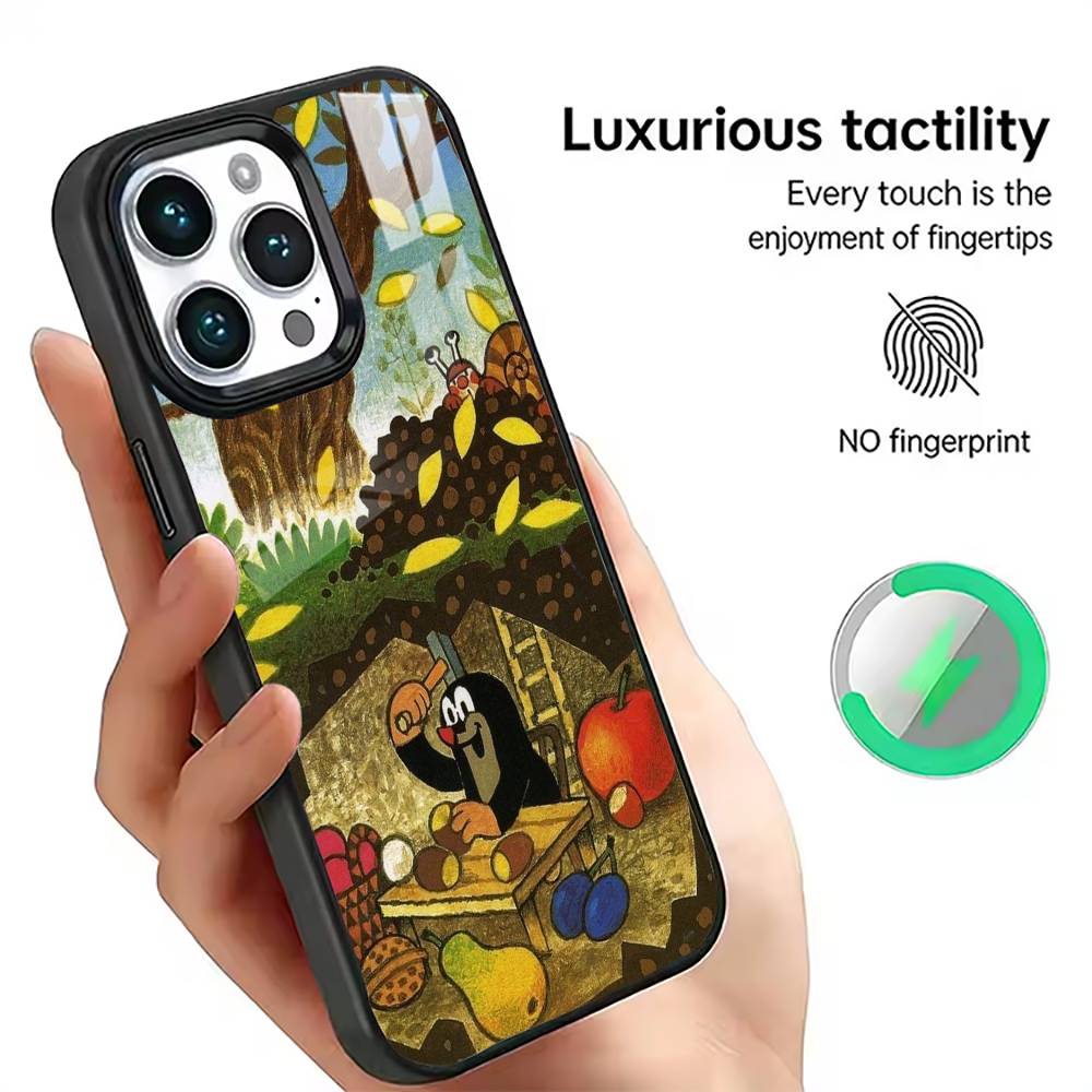 Мультяшный Крот Чехол для Телефона Для iPhone17,16,15,14,13,12,11 Plus,Pro Магнитный с Magsafe Беспроводной Зарядкой