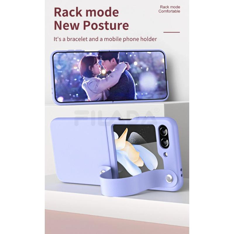 Роскошный ремешок на руку, простой кожаный кронштейн для Samsung Galaxy Z Flip 6, 5, 4, 3, 5G, складной противоударный защитный чехол, аксессуар