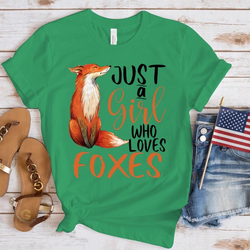 Summer Fashion Just A Girl Who Loves Foxes 3d Print Womens T Shirt Harajuku Streetwear T-Shirt Casual Tops Tees Loose Top