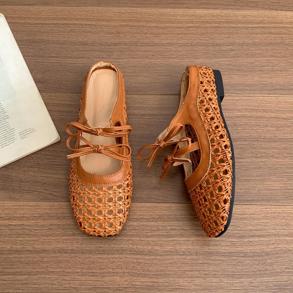 Hollow and Breathable Popular White Retro Thick-bottomed Bag Head Slippers Women's Summer Wear 2025 New French Cool Slippers