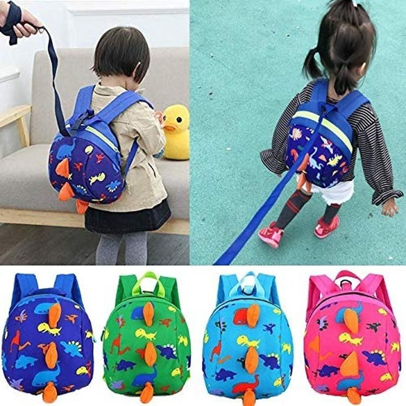 Infant Baby Dinosaur Safety Harness Backpack Toddler Kids Canvas Leash Anti-lost Kindergarten Bag Children Animal Schoolbags