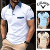 Вышитая новая летняя мужская рубашка поло с цветными блоками и карманами, спортивная рубашка поло