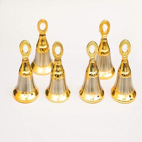 Декоративный настенный колокольчик из латуни, латунный колокольчик для храма Пуджи с крючком для дома, гостиной, уличный декоративный колокольчик (Упаковка из 6 шт.)