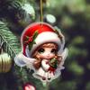 Yousheng 1/6 шт. Рождественская шапка Санты для девочки, подвесное украшение для праздничной вечеринки, зимнее украшение для рождественской елки, 2D плоский акриловый мультяшный ангел, фея, подвесное украшение