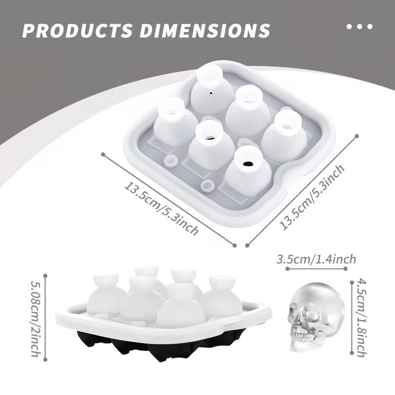 Форма для льда в виде черепа, силиконовые 3D-формы для кубиков льда, не содержащие бисфенол А, формочки для льда для морозильника, ужасная форма для приготовления коктейлей в виде черепа