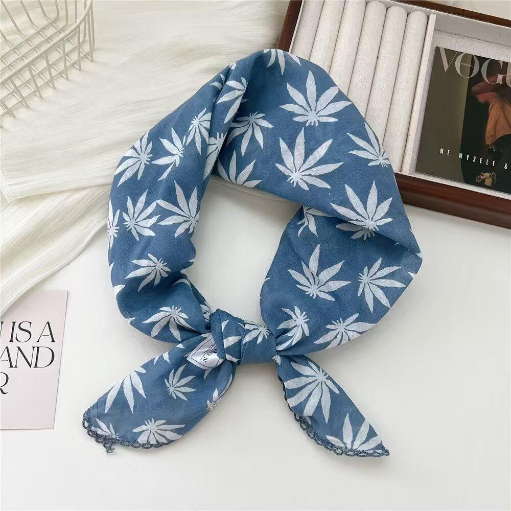 70 Принт Маленький Квадратный Шарф Женский Хлопок и Лен Красный Ретро Шелковый Шарф Литературный Маленький Свежий Треугольный Декоративный Шарф