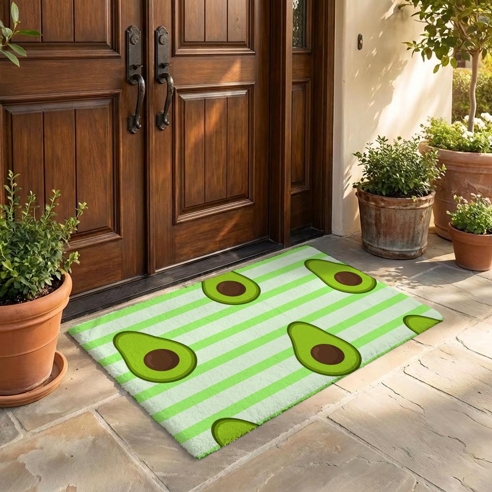 Avocado Pattern Floor Mat Flannel Door Mat Non-Slip Bedroom Living Room Home Decor