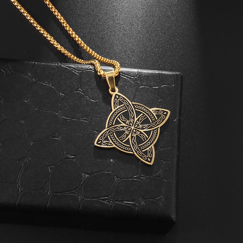 Изысканный кулон из нержавеющей стали с узором «Ведьмин узел», ожерелье с кельтским узлом, ювелирные изделия на удачу, Рождественский подарок для друзей и семьи
