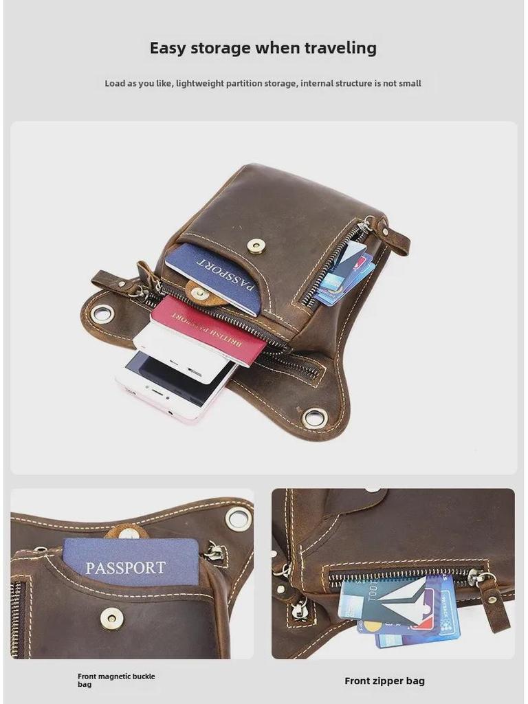 Мужская походная сумка из коровьей кожи для ног и пояса для езды на мотоцикле