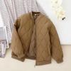 Women's Winter Casual Stand-up Collar Quilted Baseball Jacket - Warm, Padded, Loose-fit, Short Cotton Coat.