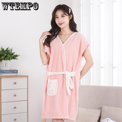 Мягкий коралловый флисовый повседневный банный халат, впитывающее банное полотенце с ананасовой сеткой, женская банная юбка