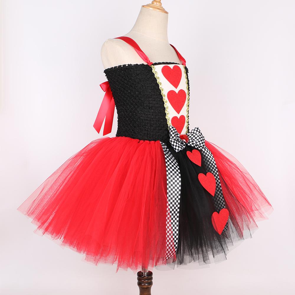 Костюм Красной Королевы Червей для Девочек, Необычные Платья-Пачки для Детей, Хэллоуин, День Рождения, Платья Принцессы из Тюля