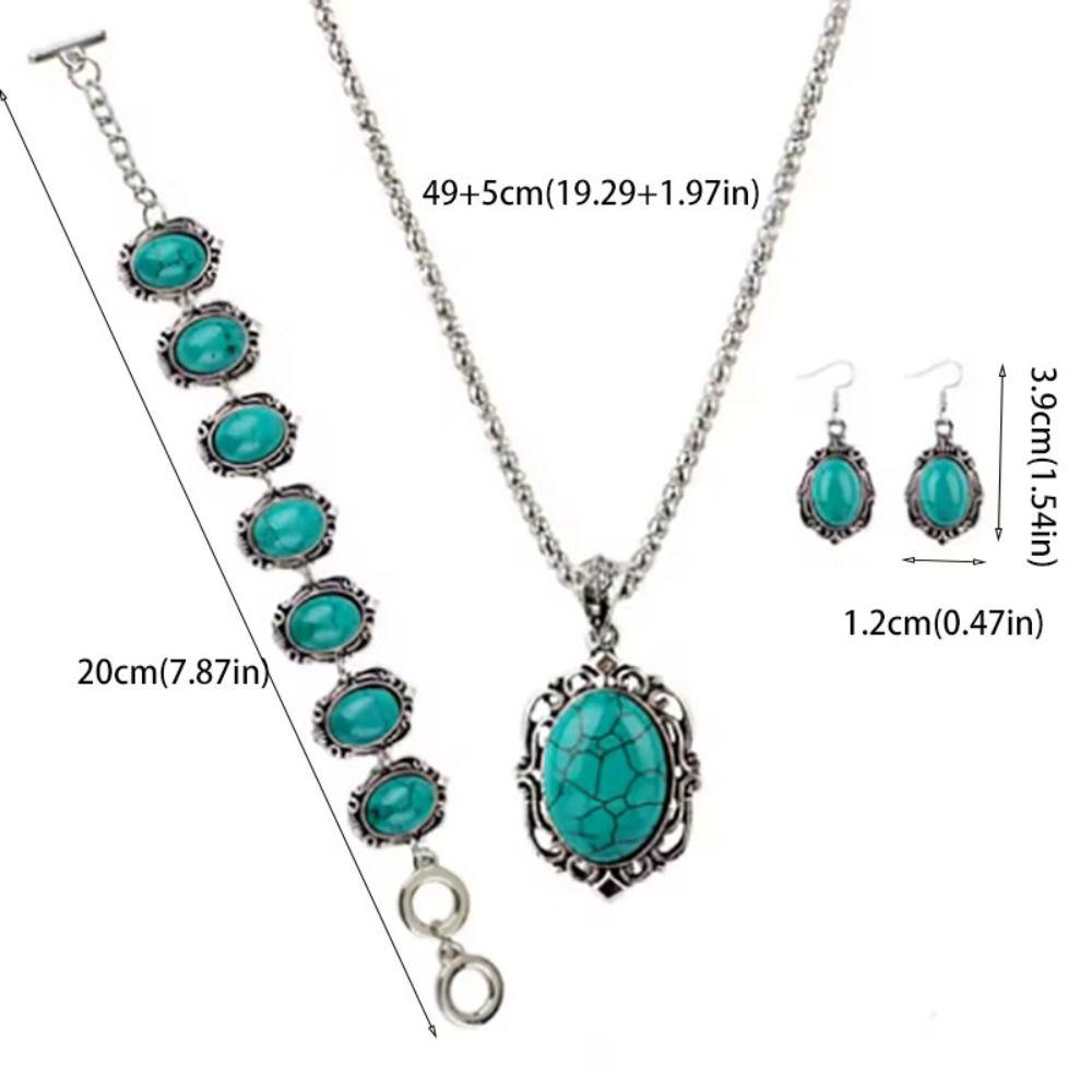 4 шт./компл. Винтажный комплект бирюзовых украшений в стиле бохо из цинкового сплава для женщин, комплект украшений для женщин