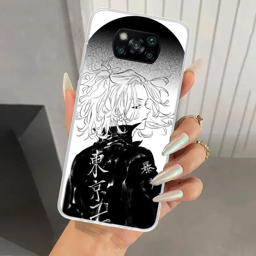 Черный Аниме Чехол Tokyo Aevengers для Xiaomi Poco X5 X6 X7 Pro F7 Ultra M7 Redmi 15 15C 13 13C 12 12C 10 10A 10C 9 9A 9C 9T
