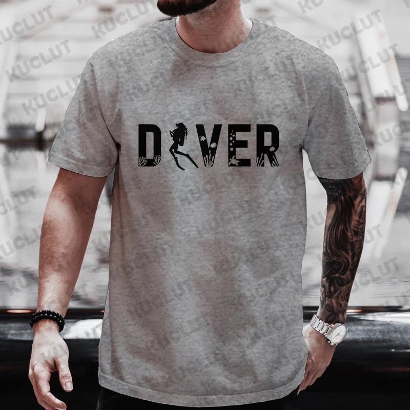 Diver 200 Bar Смешные футболки Мужские летние рубашки Harajuku с коротким рукавом Уличная одежда Топы свободного покроя Одежда для подводного плавания Мужская одежда
