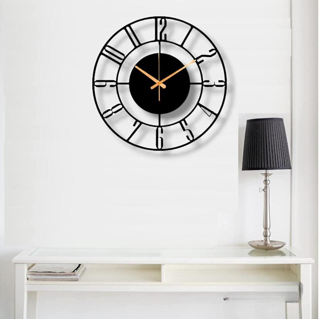 Wall Clock for Living Room Bedroom Office Kitchen Stylish Wall Clock for Home and Hall Designer Big Size Modern(40 Cm)(Black)