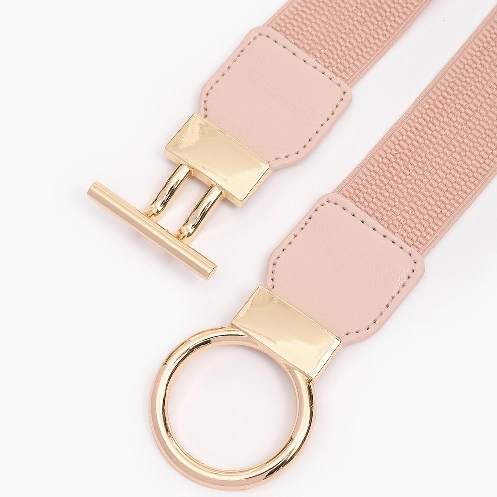 Fashion Elastic Waistband Casual Round Buckle Waist Strap Waist Belts Clothing Decoration