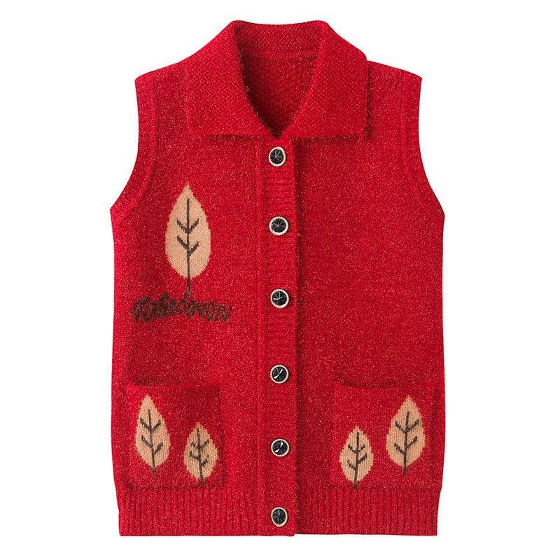 Middle-aged and Elderly Women's Spring and Autumn Knitted Vest Temperament Elegant Elderly Clothes
