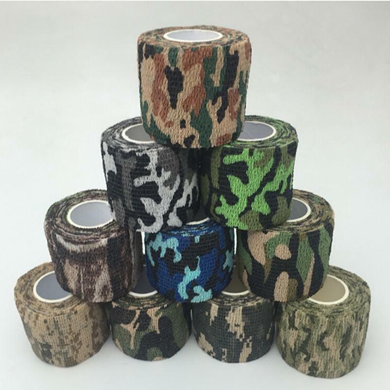1pc/3pcs/5pcs Outdoor Camouflage Self-adhesive Telescopic Non-woven Tape Accessories