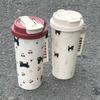 Cute 550ml Water Cup Double Drinking Large Capacity Plastic Cups Leak-proof Carrying Rope Coffee Cup Student