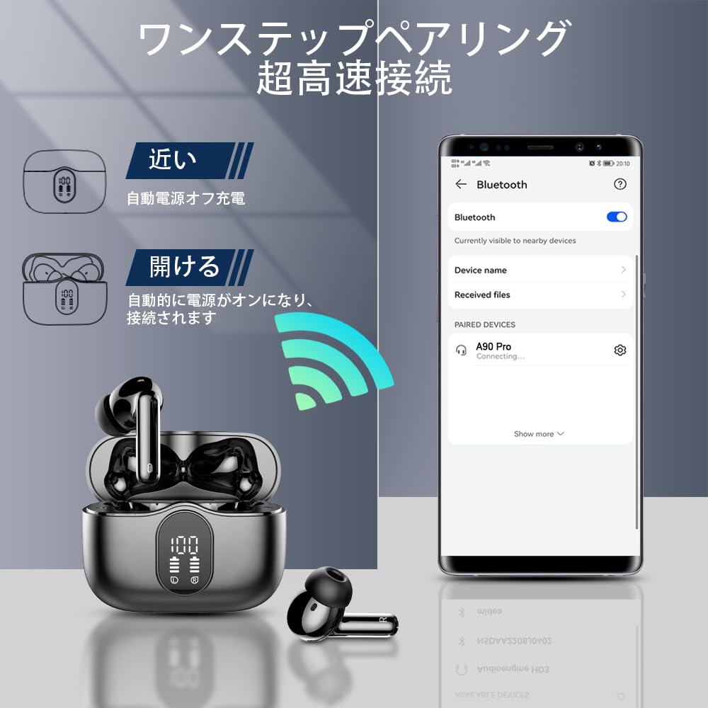 Bluetooth Wireless Earphones [2025 Bluetooth Earphones] Bluetooth 5.4 ENC Call Noise Cancelling, Instant Connection, Touch Control, HiFi Sound