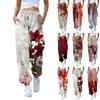 Женские повседневные модные брюки для отдыха с принтом на Хэллоуин, спортивные штаны, брюки с эластичной резинкой на талии, брюки со шнурком