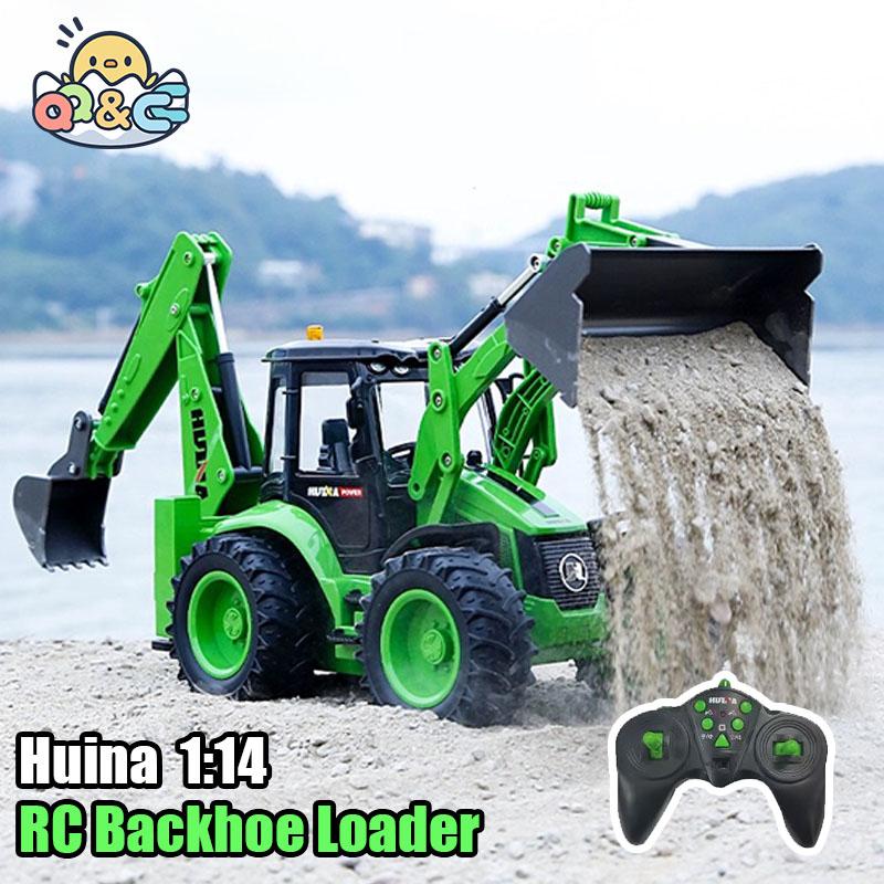 non-toxic 1/14 Remote Control Backhoe Loader Excavator Two-Way Forklift Sound and Light Simulation Trailer Engineering Vehicle Toy for children